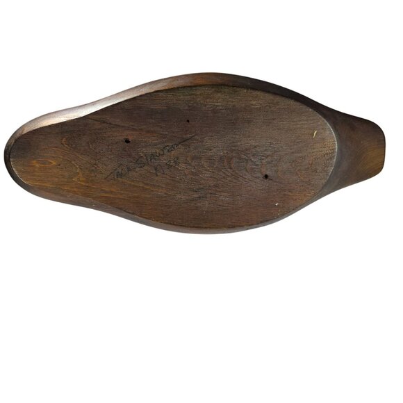 Hand-Carved Wooden Swan duck Sculpture Signed 1988 Rustic Home Decor Collectible - Picture 5 of 6